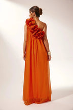 Women's One-Shoulder Maxi Dress with Ruffle Neckline 7