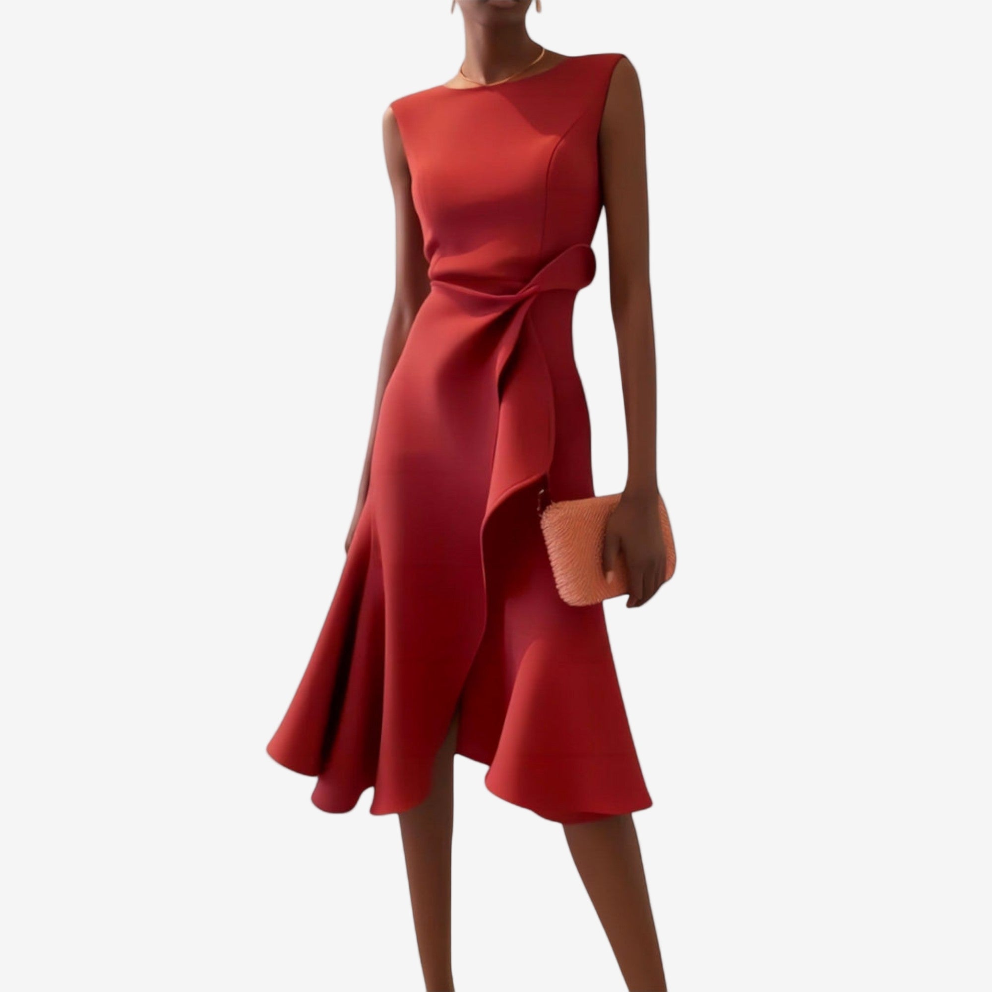 Women's One-Shoulder Midi Dress with Asymmetric Hemline 1
