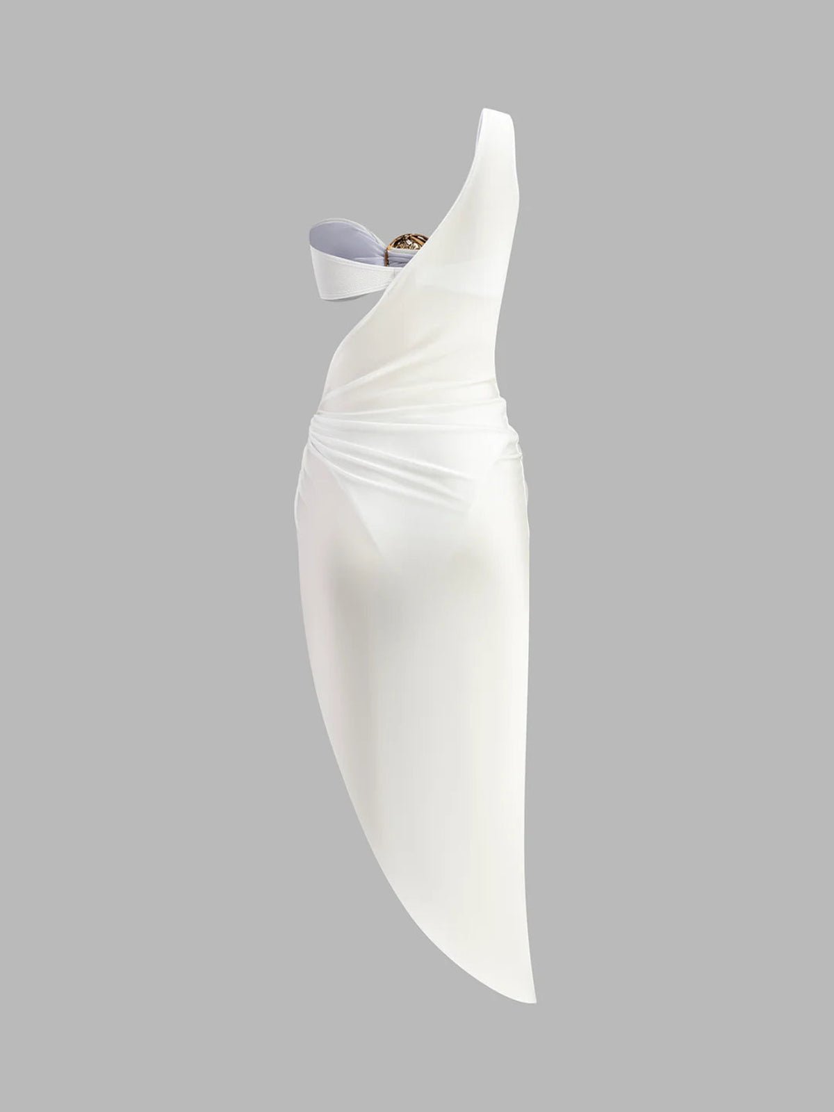 Women's One-Shoulder Midi Dress with Cut-Out Details and Metallic Accents 7