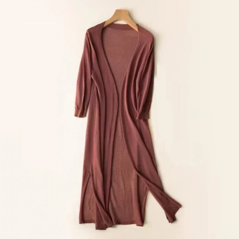 Women's Open Front Long Cardigan with Relaxed Fit 1