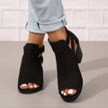 Women's Open-Toe Block Heel Ankle Boots with Cutout Details 1