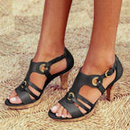 Women's Open-Toe Buckle Sandals with Block Heel 2