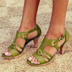 Women's Open-Toe Buckle Sandals with Block Heel 3