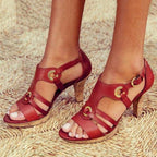 Women's Open-Toe Buckle Sandals with Block Heel 4