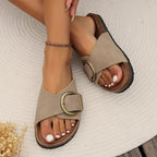 Women's Open-Toe Cork Footbed Sandals with Adjustable Buckle Strap 1