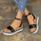 Women's Open Toe Platform Sandals with Adjustable Ankle Strap 2