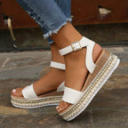 Women's Open Toe Platform Sandals with Adjustable Ankle Strap 3