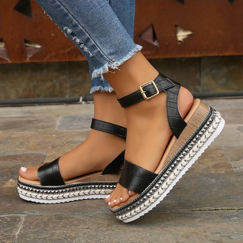 Women's Open Toe Platform Sandals with Adjustable Ankle Strap 5