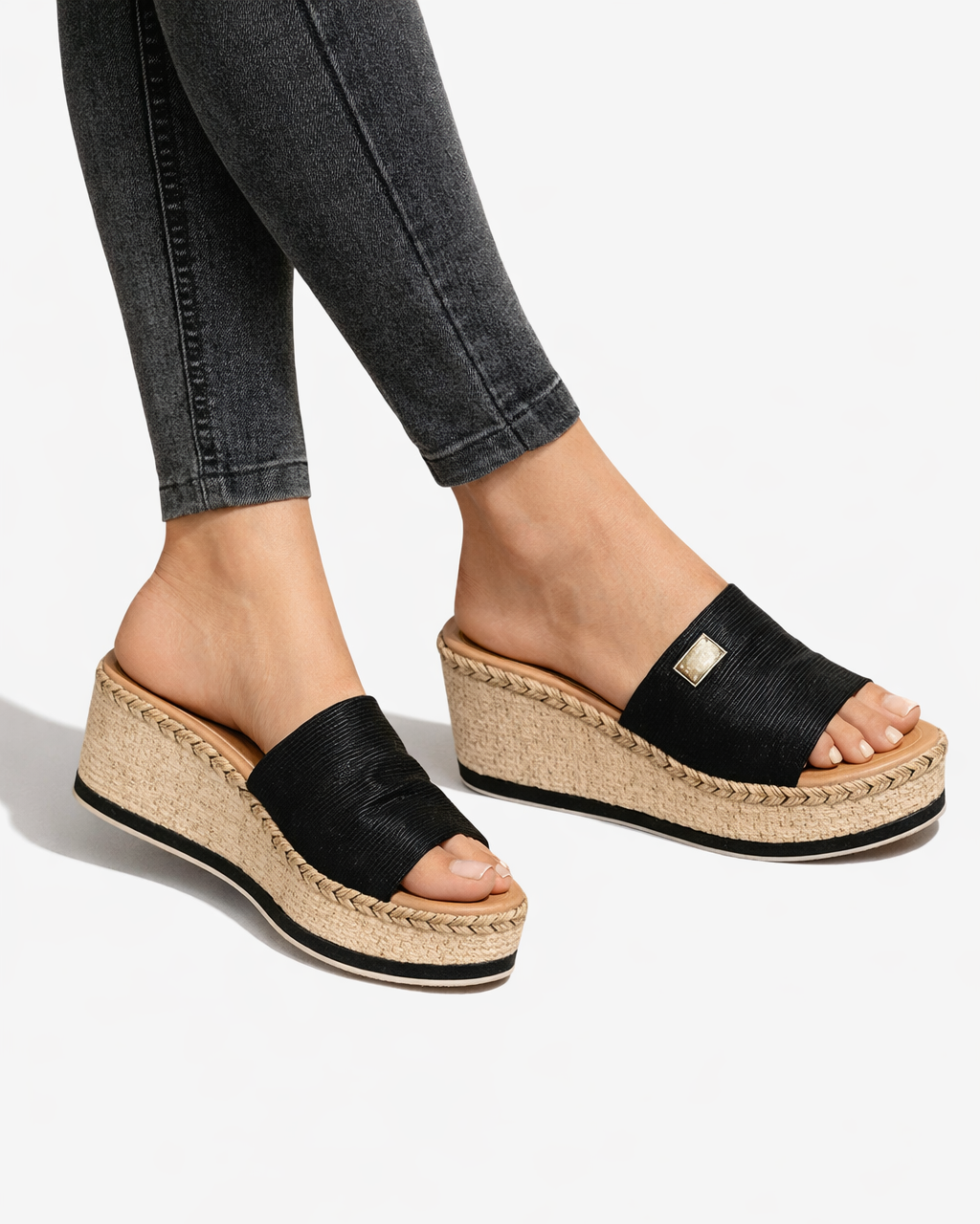 Women's Open Toe Platform Wedge Sandals with Espadrille Sole 1