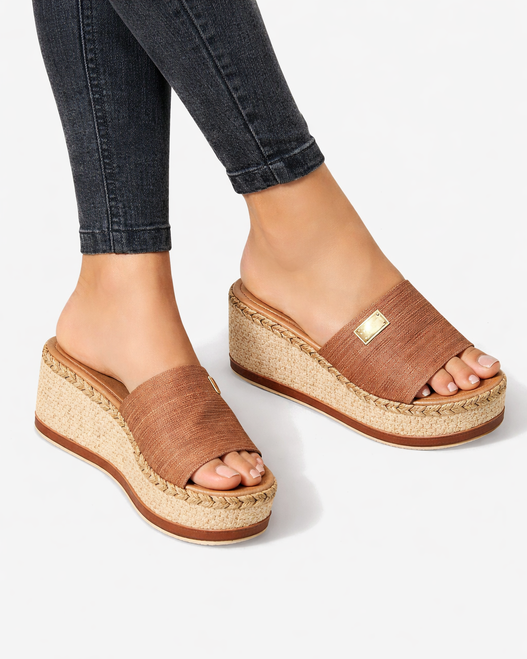 Women's Open Toe Platform Wedge Sandals with Espadrille Sole 3