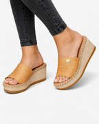Women's Open Toe Platform Wedge Sandals with Espadrille Sole 6