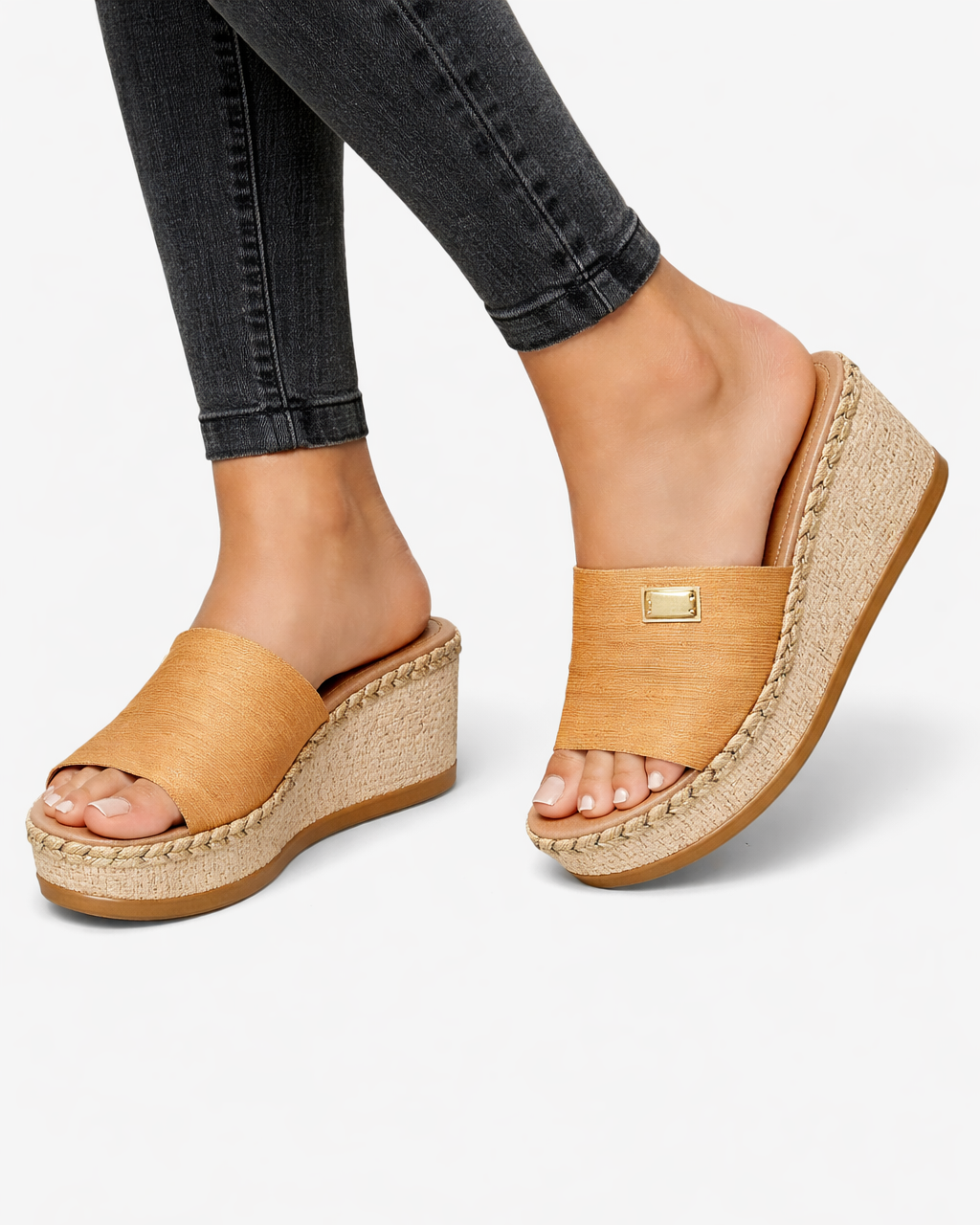Women's Open Toe Platform Wedge Sandals with Espadrille Sole 6