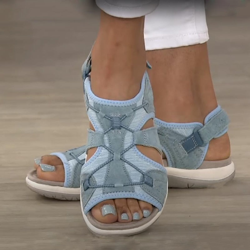 Women's Open Toe Sandals with Adjustable Straps and Bungee Closure 5