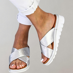 Women's Open Toe Sandals with Criss Cross Straps and Slip On Design 1