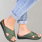 Women's Open Toe Sandals with Criss Cross Straps and Slip On Design 2