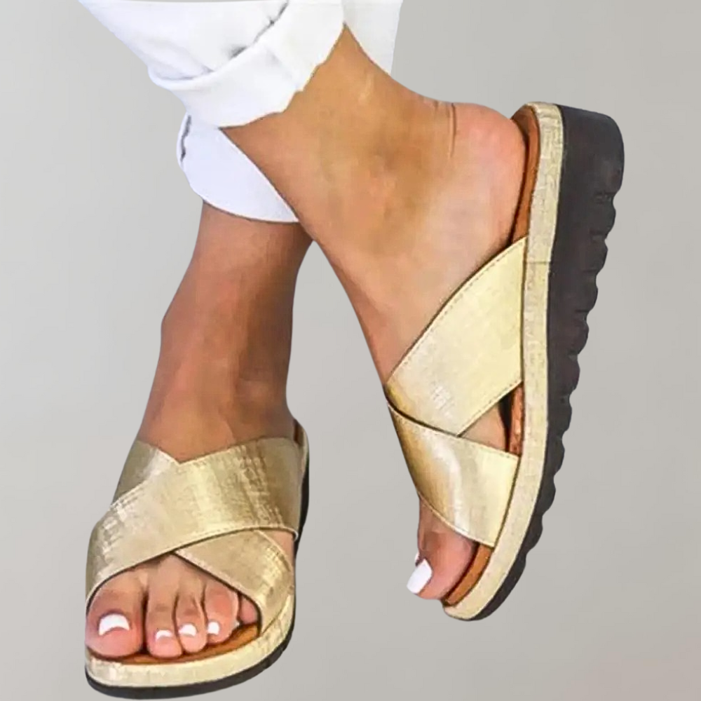 Women's Open Toe Sandals with Criss Cross Straps and Slip On Design 6