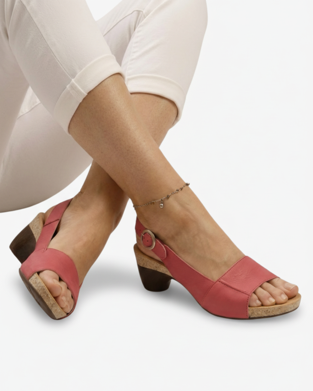 Women's Open Toe Slingback Sandals with Kitten Heel 12