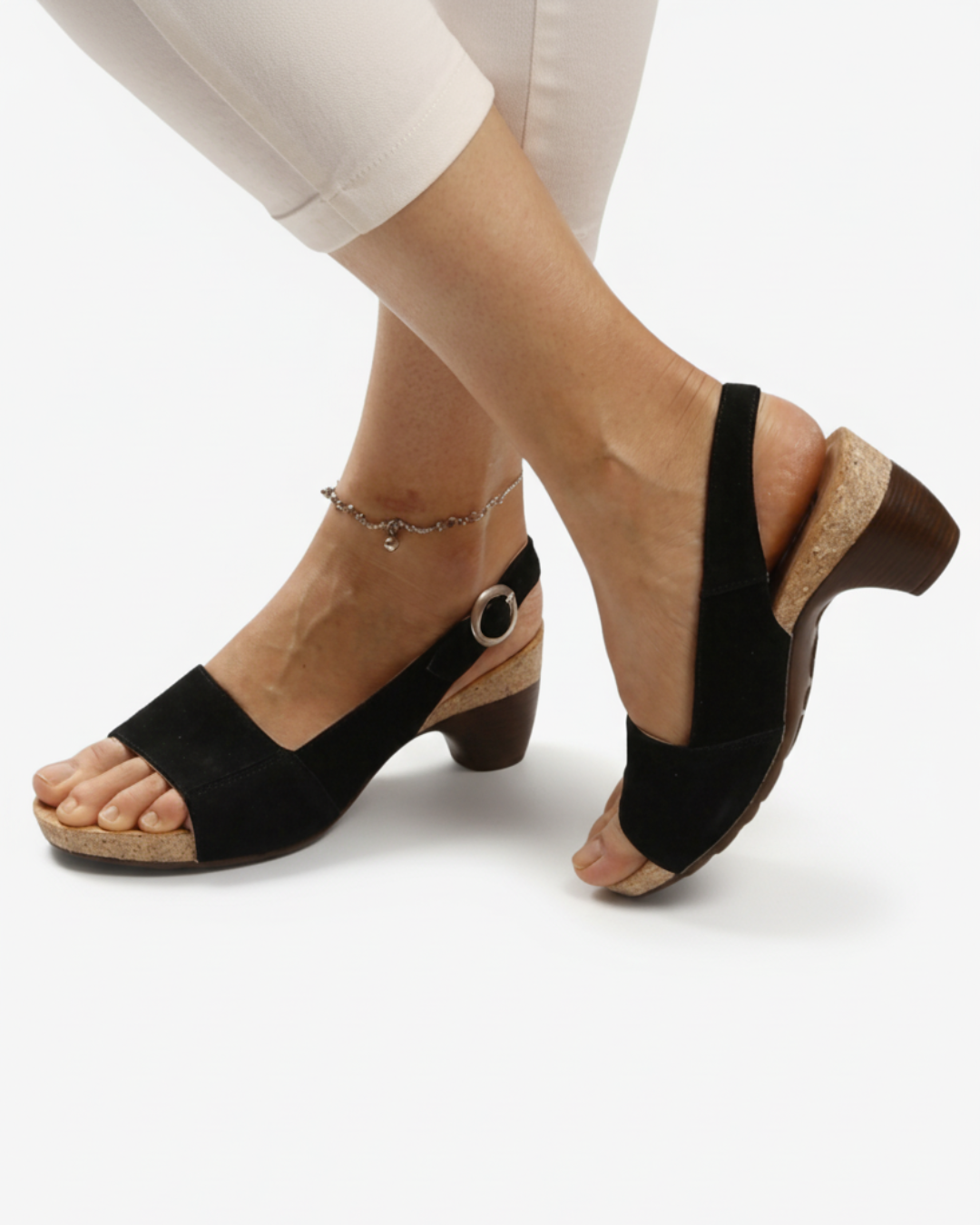 Women's Open Toe Slingback Sandals with Kitten Heel 2