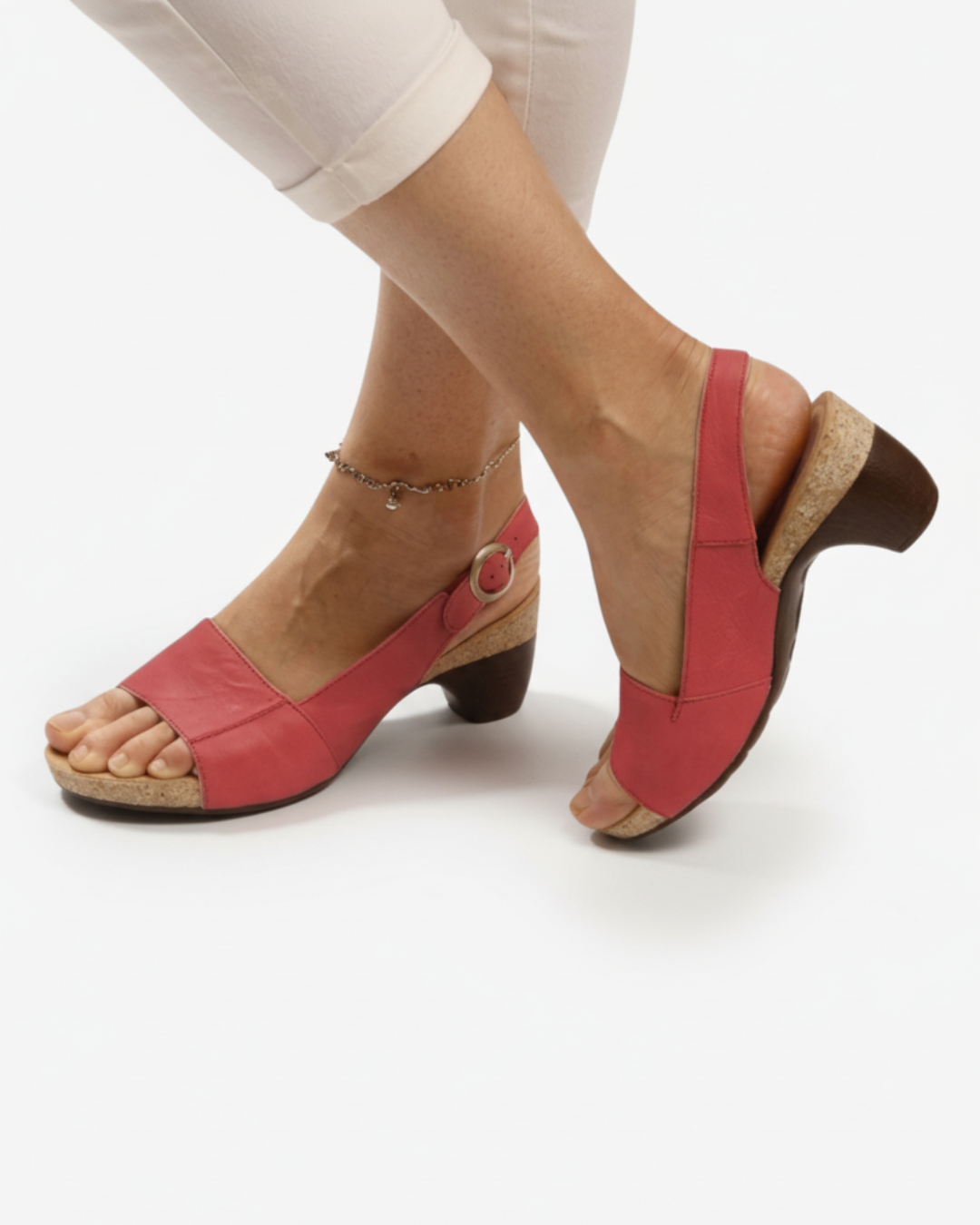 Women's Open Toe Slingback Sandals with Kitten Heel 5
