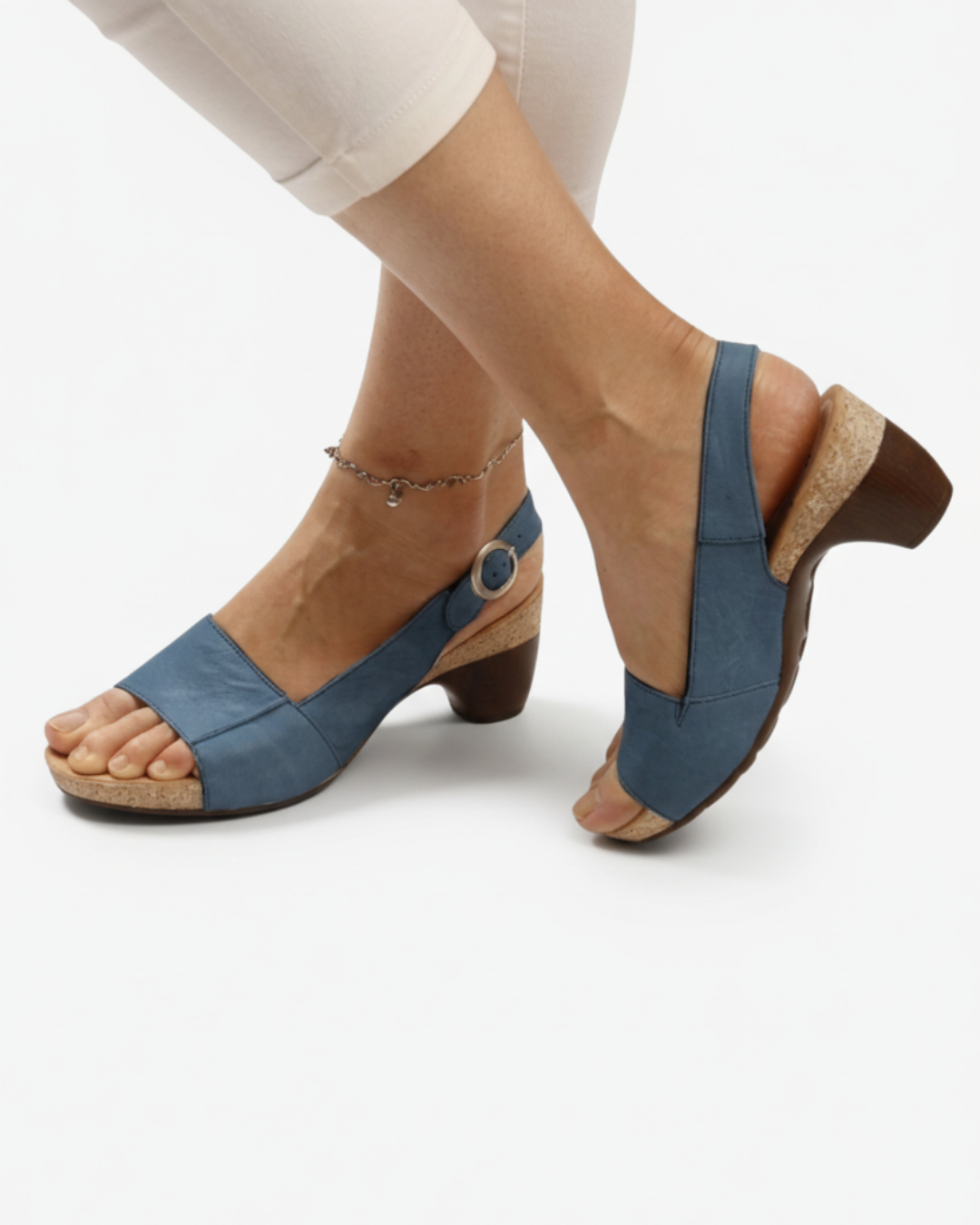 Women's Open Toe Slingback Sandals with Kitten Heel 6