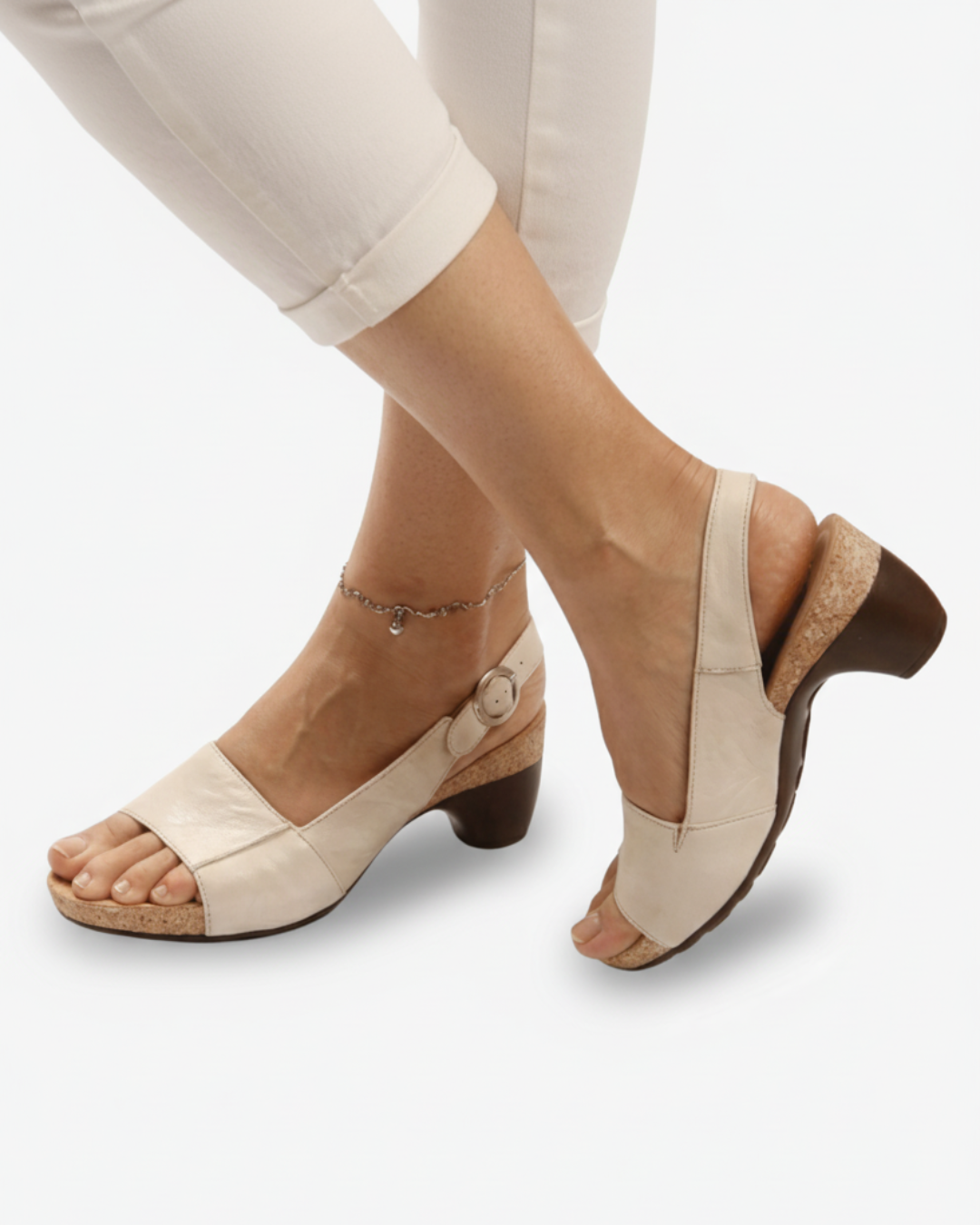 Women's Open Toe Slingback Sandals with Kitten Heel 7