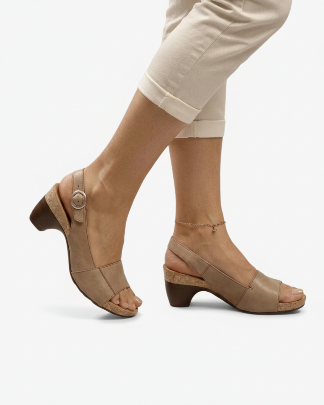 Women's Open Toe Slingback Sandals with Kitten Heel 8