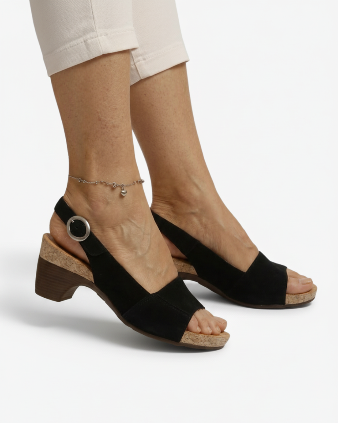 Women's Open Toe Slingback Sandals with Kitten Heel 9