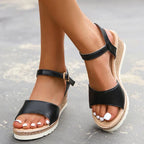 Women's Open Toe Wedge Sandals with Ankle Strap 1