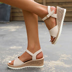Women's Open Toe Wedge Sandals with Ankle Strap 2
