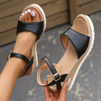 Women's Open Toe Wedge Sandals with Ankle Strap 4