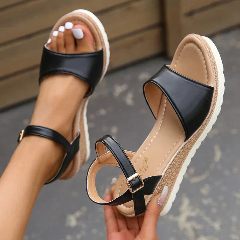 Women's Open Toe Wedge Sandals with Ankle Strap 4