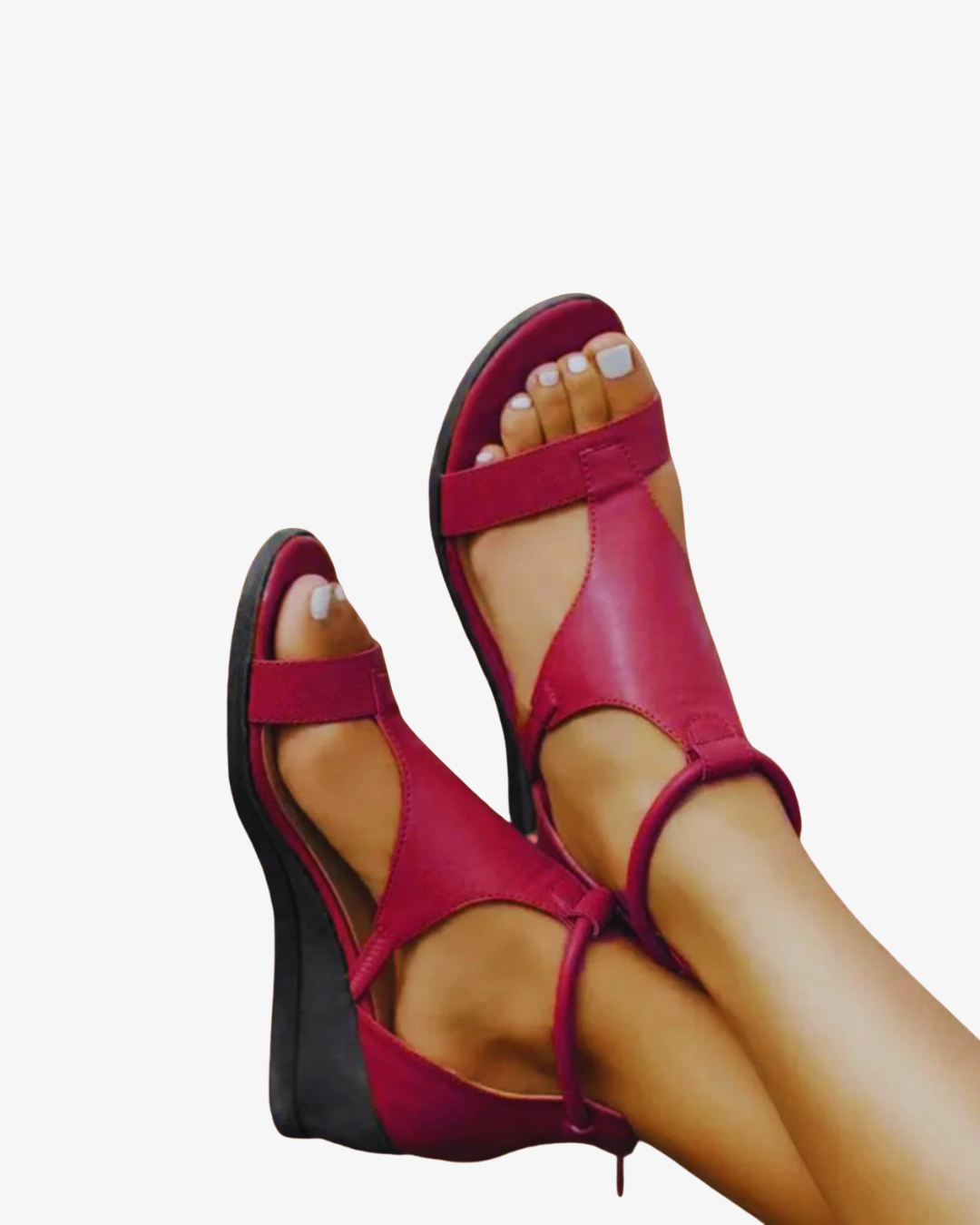 Women's Open Toe Wedge Sandals with Ankle Strap and Cut-Out Design 4