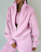 Women's Oversized Two-Piece Set with Half-Zip Pullover and High-Waisted Joggers 5