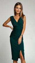 Women's Pleated Bodycon Evening Dress with Textured Fabric 2