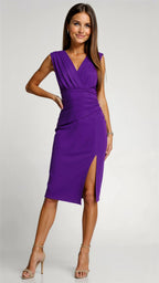 Women's Pleated Bodycon Evening Dress with Textured Fabric 4