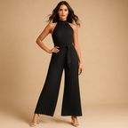 Women's Pleated High-Neck Wide-Leg Jumpsuit with Belt 4