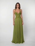 Women's Pleated Maxi Dress with Corset Bodice and Full Length Skirt 4