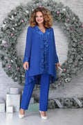 Women's Plus Size Embroidered 3-Piece Set with Jacket, Sleeveless Top, and Pants 1