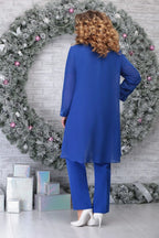 Women's Plus Size Embroidered 3-Piece Set with Jacket, Sleeveless Top, and Pants 3