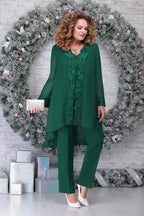 Women's Plus Size Embroidered 3-Piece Set with Jacket, Sleeveless Top, and Pants 5
