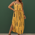 Women's Plus Size Midi Set with Adjustable Straps and Side Slit 10