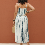 Women's Plus Size Midi Set with Adjustable Straps and Side Slit 2