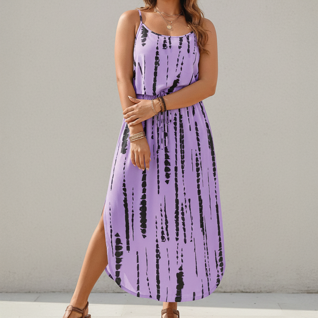 Women's Plus Size Midi Set with Adjustable Straps and Side Slit 8