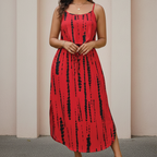 Women's Plus Size Midi Set with Adjustable Straps and Side Slit 9