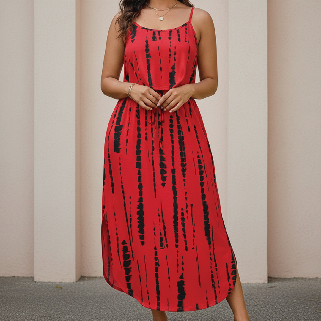 Women's Plus Size Midi Set with Adjustable Straps and Side Slit 9