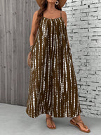 Women's Plus Size Sleeveless Maxi Dress with Spaghetti Straps and Tropical Print 11