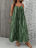 Women's Plus Size Sleeveless Maxi Dress with Spaghetti Straps and Tropical Print 14