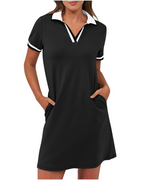Women's Polo Collar Dress with Pockets and Relaxed Fit 3