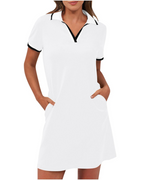 Women's Polo Collar Dress with Pockets and Relaxed Fit 8