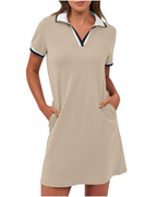 Women's Polo Collar Dress with Pockets and Relaxed Fit 9